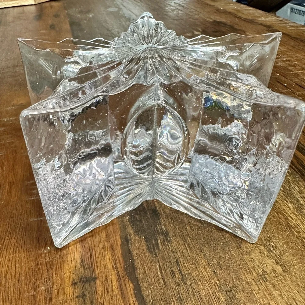 Vintage Pressed Light pink glass Star Shaped votive Candle holders Set of 2